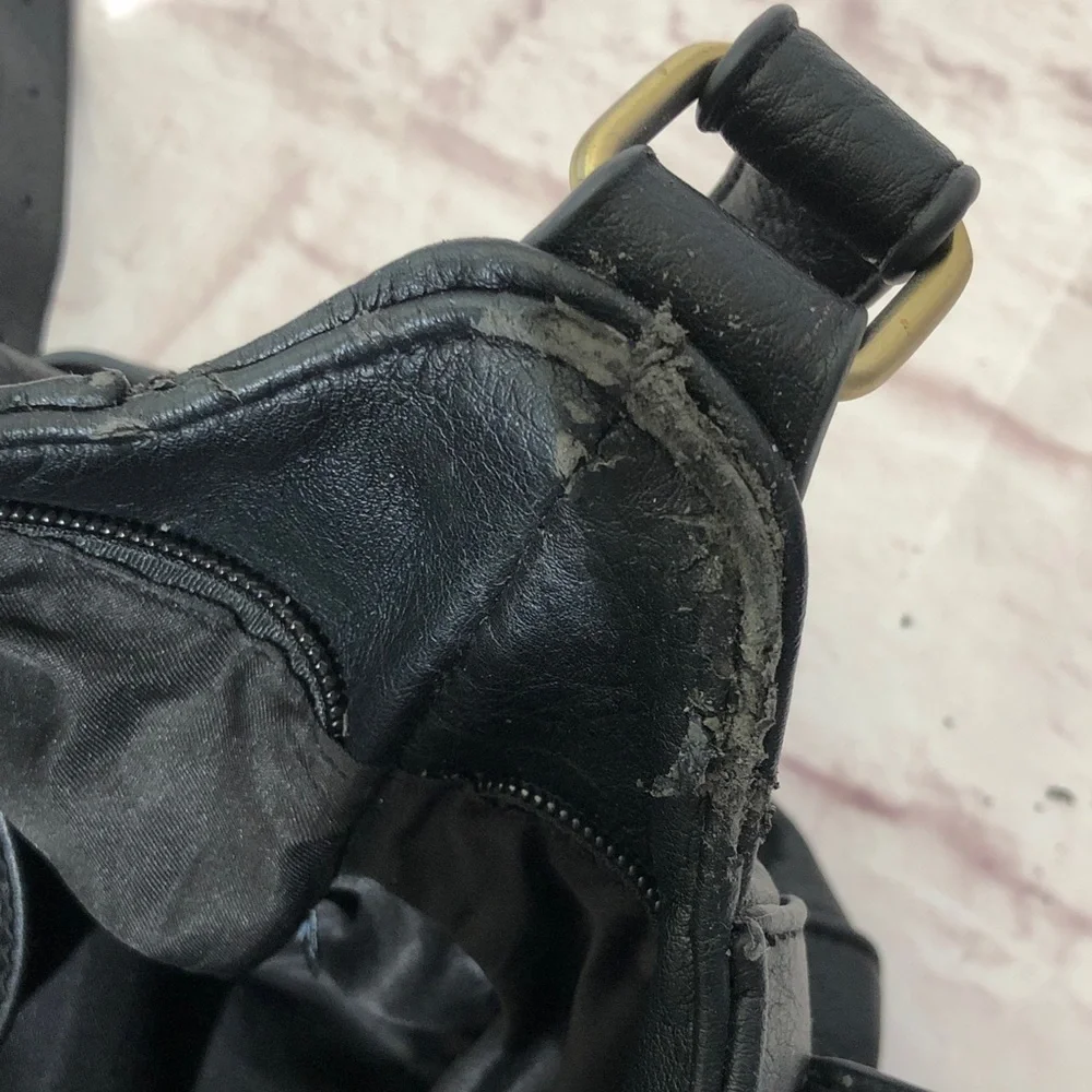 Antik Kraft Black faux Leather Messenger Bag with Front Buckle Pockets. XL Used
